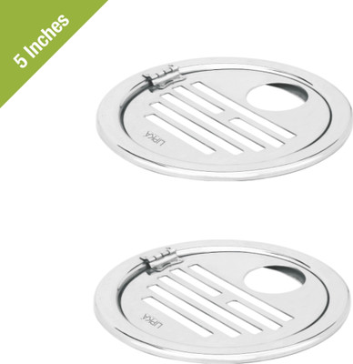 Lipka Floor Stainless Steel Push Down Strainer(12.7 cm Set of 2)