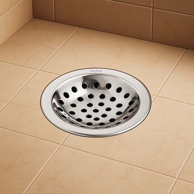 RUHE Floor Stainless Steel Push Down Strainer(11.4 cm Set of 4)