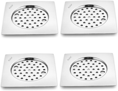 RUHE Floor Stainless Steel Push Down Strainer(15 cm Set of 4)