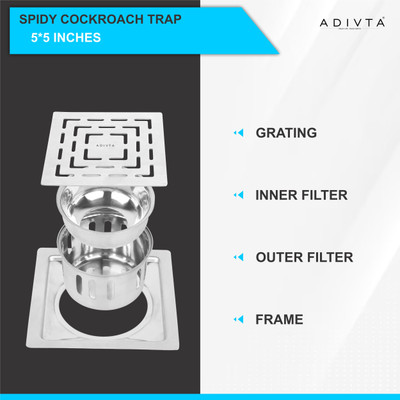 Adivta Floor Stainless Steel Push Down Strainer(12.5 cm Set of 1)