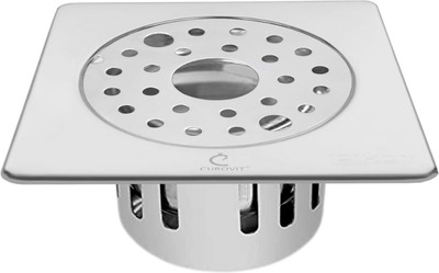 CUROVIT Floor Stainless Steel Push Down Strainer(10 cm Set of 1)