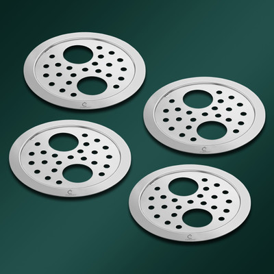 CUROVIT Floor Stainless Steel Push Down Strainer(10 cm Set of 4)