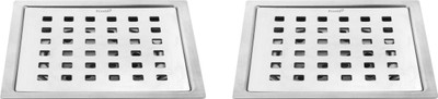 Prestige Floor Stainless Steel Push Down Strainer(15 cm Set of 2)