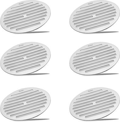 RUHE Floor Stainless Steel Push Down Strainer(10.4 cm Set of 6)