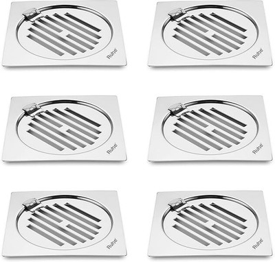 RUHE Floor Stainless Steel Push Down Strainer(10.7 cm Set of 6)