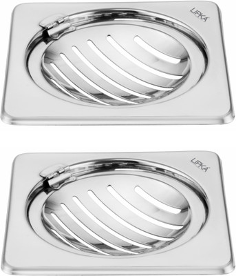 Lipka Floor Stainless Steel Push Down Strainer(15.2 cm Set of 2)