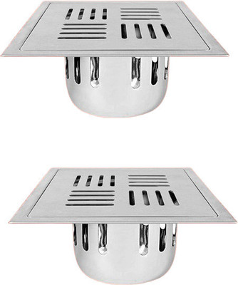 BathBliss Floor Stainless Steel Push Down Strainer(12.7 cm Set of 2)