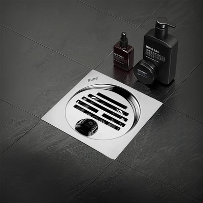 RUHE Floor Stainless Steel Push Down Strainer(10.2 cm Set of 2)