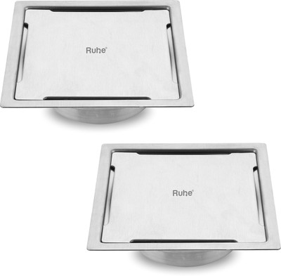 RUHE Floor Stainless Steel Push Down Strainer(15 cm Set of 2)