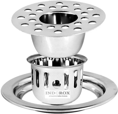 PMO Floor Stainless Steel Push Down Strainer(10.16 cm Set of 1)