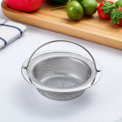 KitchenFest Basin Stainless Steel Push Down Strainer(11 cm Set of 1)
