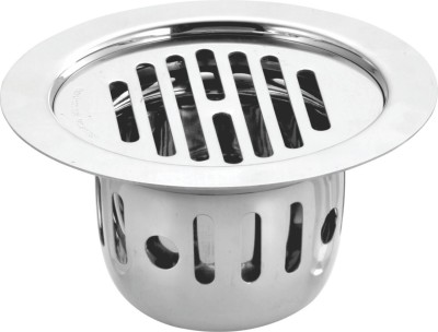 KAMAL Floor Stainless Steel Push Down Strainer(12.5 cm Set of 1)