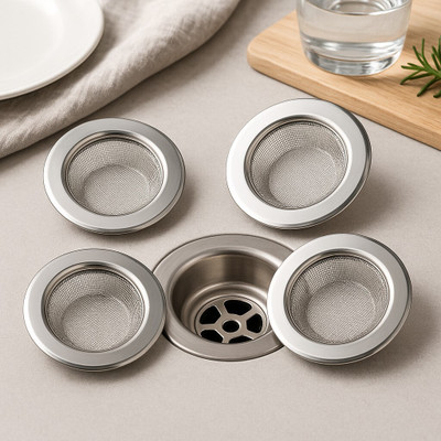 XICO Kitchen Sink Stainless Steel Push Down Strainer(11 cm Set of 4)
