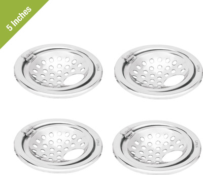 Lipka Floor Stainless Steel Push Down Strainer(12.7 cm Set of 4)