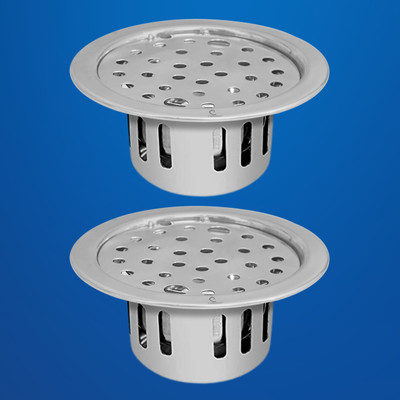 CUROVIT Floor Stainless Steel Push Down Strainer(10 cm Set of 2)