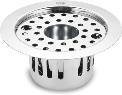 RUHE Floor Stainless Steel Push Down Strainer(14 cm Set of 1)