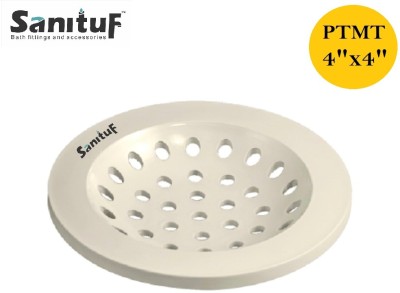 Sanituf Floor Plastic Push Down Strainer(10.16 cm Set of 1)