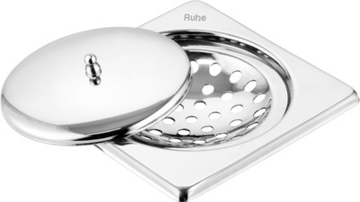 RUHE Floor Stainless Steel Push Down Strainer(15.24 cm Set of 1)