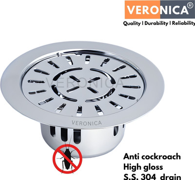 Veronica Floor Stainless Steel Push Down Strainer(13.5 cm Set of 1)