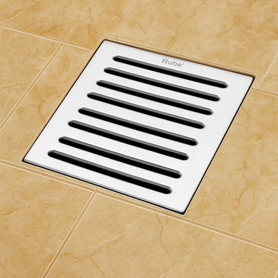 RUHE Floor Stainless Steel Push Down Strainer(10.6 cm Set of 1)