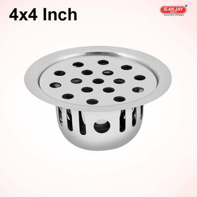 Sanjay Chilly Floor Stainless Steel Push Down Strainer(10.1 cm Set of 1)