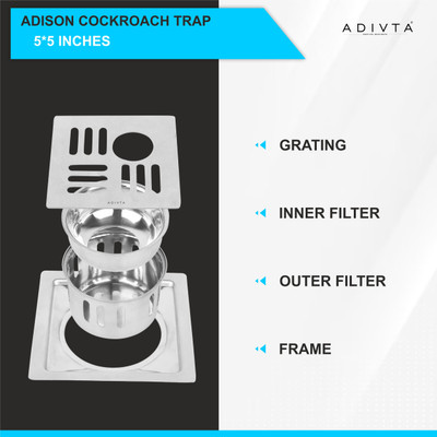 Adivta Floor Stainless Steel Pop-Up Strainer(15 cm Set of 1)