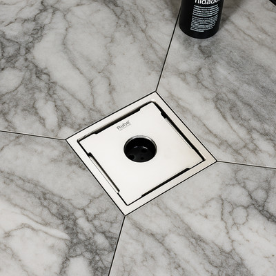 RUHE Floor Stainless Steel Push Down Strainer(12.7 cm Set of 1)