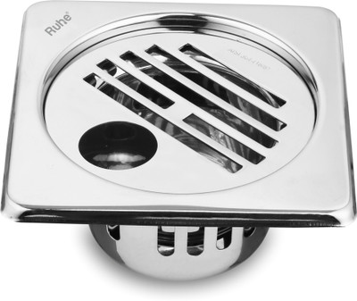 RUHE Floor Stainless Steel Push Down Strainer(12.7 cm Set of 1)
