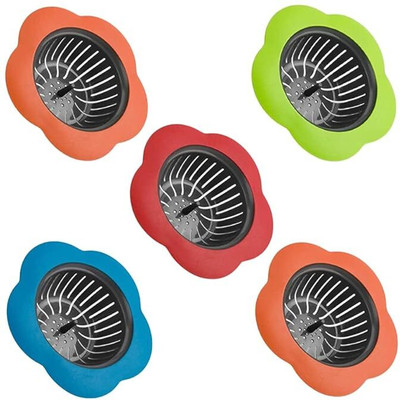 KESHUENTERPRISE Kitchen Sink Plastic Push Down Strainer(11.5 cm Set of 5)