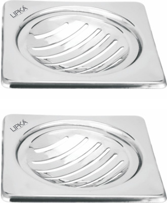 Lipka Floor Stainless Steel Push Down Strainer(15.2 cm Set of 2)