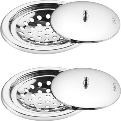 Lipka Floor Stainless Steel Push Down Strainer(12.7 cm Set of 2)
