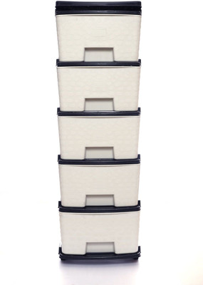 Nejadhari 5 Layer Multi-Functional Storage Drawer PP Collapsible Wardrobe(Finish Color - White, DIY(Do-It-Yourself))