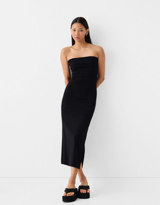 COLOR CAPITAL Women Bodycon Black Below Knee Dress
