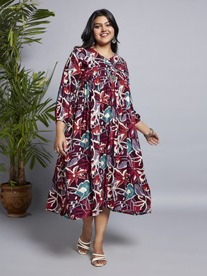 Globus Women A-line Red Midi/Calf Length Dress