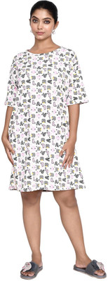 altius Women A-line White, Pink Knee Length Dress