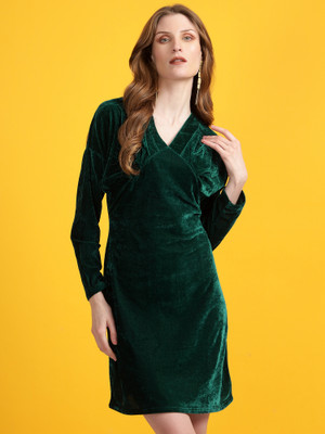 Kiwwibykirti Women Bodycon Dark Green Above Knee/Mid Thigh Length Dress