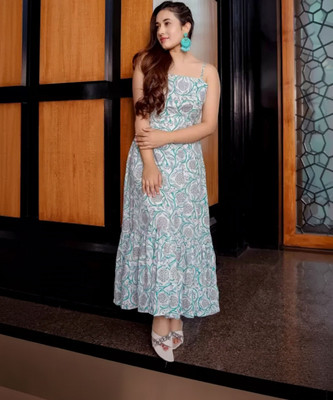 Fashion2wear Women Maxi White Full Length Dress