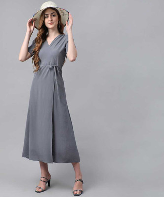 TANDUL Women Maxi Grey Midi/Calf Length Dress