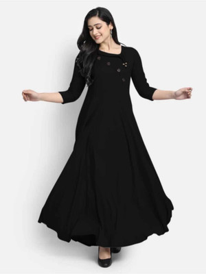 MOZIKA Women Solid Anarkali Kurta(Black)