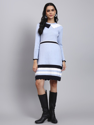 MODKLINE Women Sweater Blue, Black Below Knee Dress