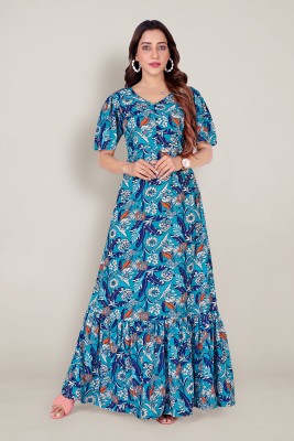 Fashion Dream Women Maxi Blue Dress