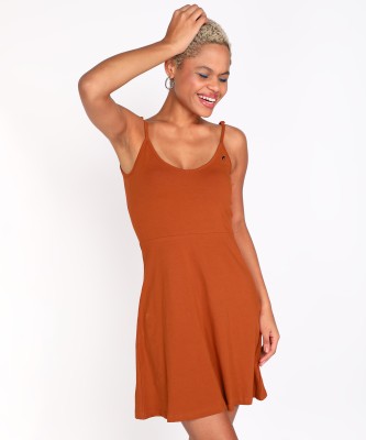 FOREVER 21 Women Skater Orange Dress