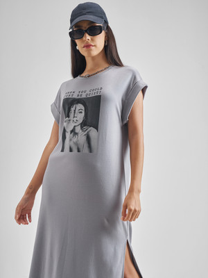 Tokyo Talkies Women T Shirt Grey Midi/Calf Length Dress