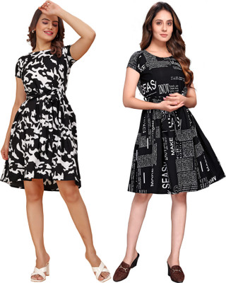 Rinra Women A-line Multicolor Below Knee Dress