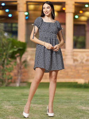 Moda Rapido Women A-line Blue Knee Length Dress