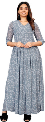 ICYNOSURE Women Maxi Grey Full Length Dress