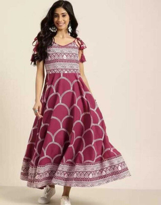 MG FASHION Flared/A-line Gown(Purple)