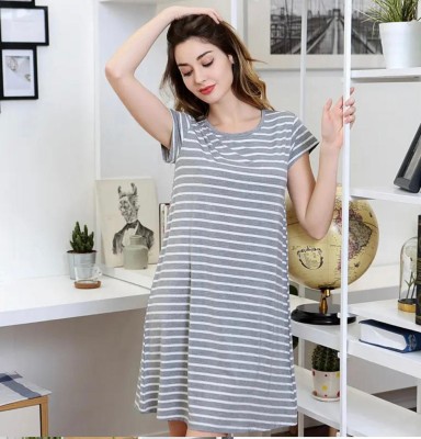 Mysha clothing Women A-line Grey, White Dress