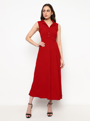 Satrisha Women A-line Red Maxi/Full Length Dress