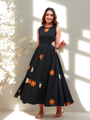 beautybeastbliss Women A-line Black Ankle Length Dress